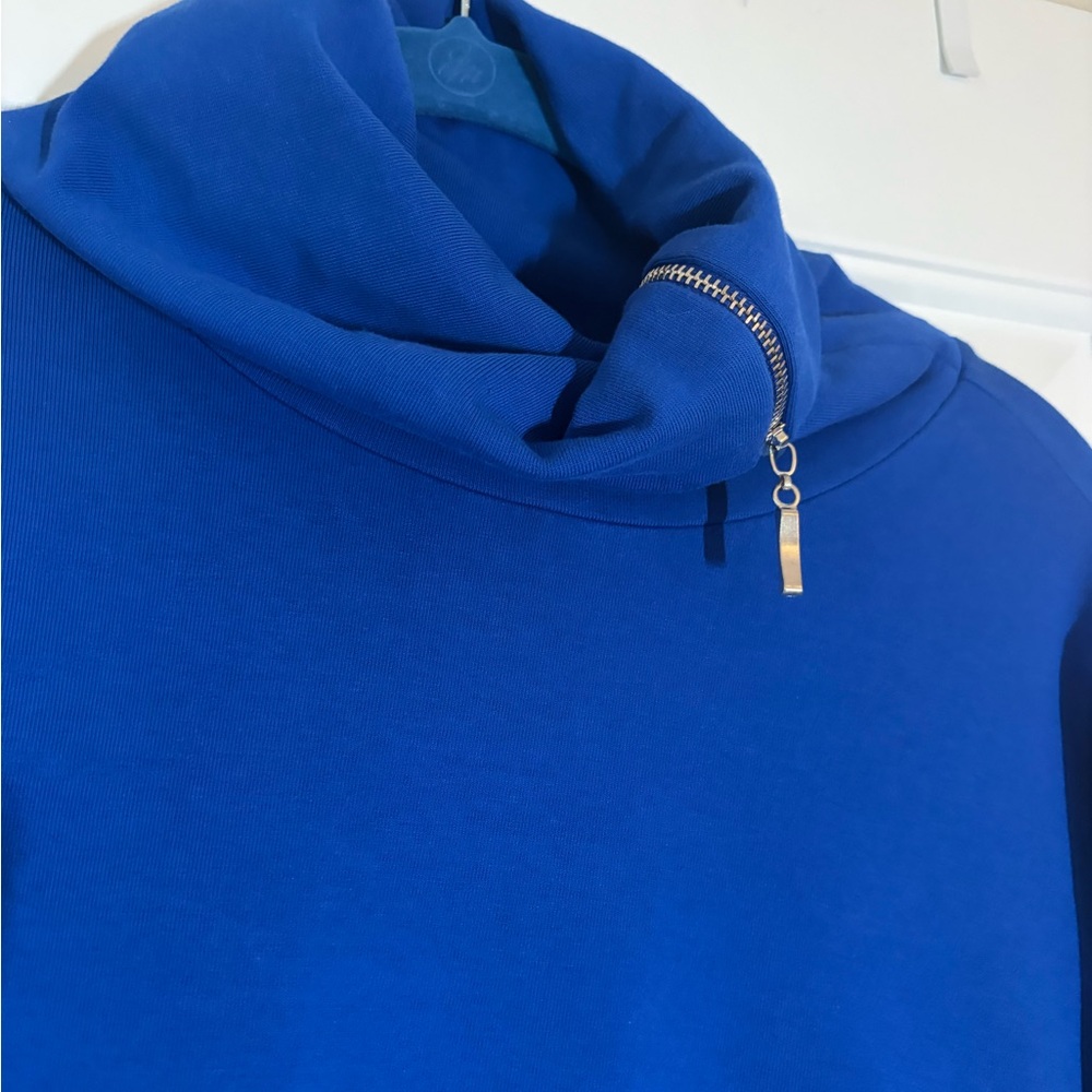 Blue Cowl Neck Sweater with Zipper Detail E.L.I. Brand